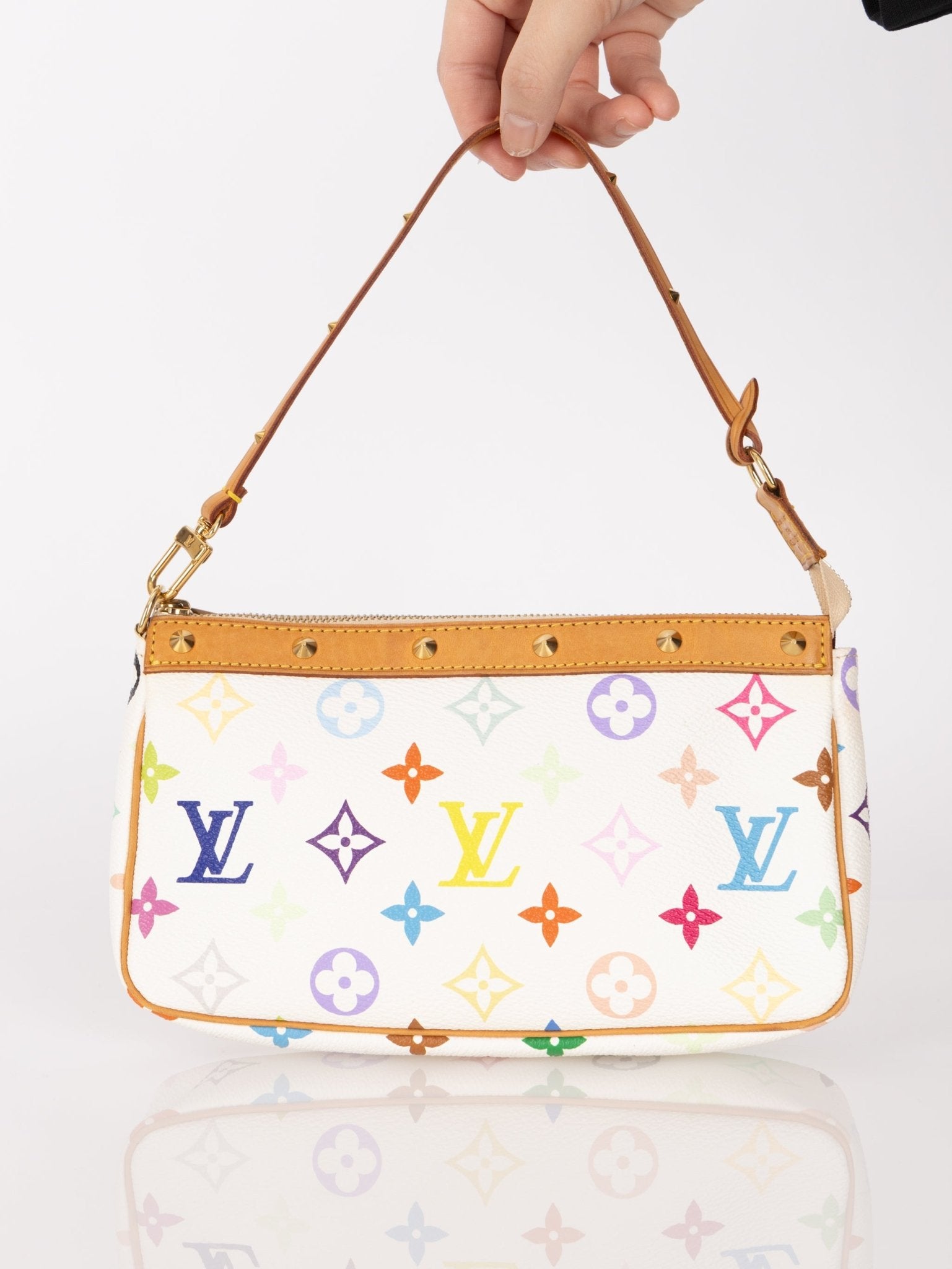 Limited Edition Louis Vuitton x Takashi Murakami Blanc Multicolor Pochette - FashioNica