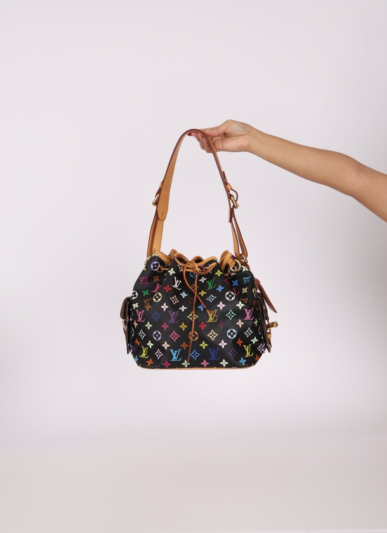 Limited Edition Louis Vuitton x Takashi Murakami Monogram Black Multicolor Petit Noe - FashioNica