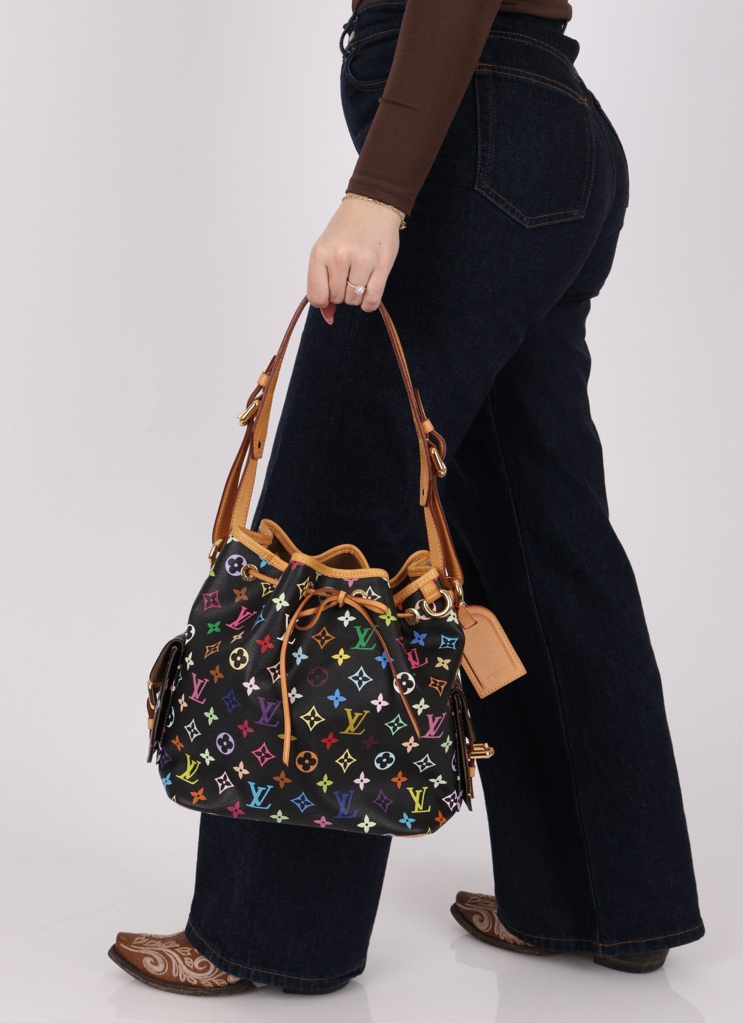 Limited Edition Louis Vuitton x Takashi Murakami Monogram Black Multicolor Petit Noe - FashioNica