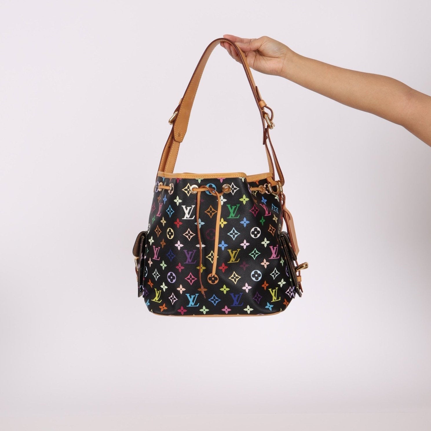 Limited Edition Louis Vuitton x Takashi Murakami Monogram Black Multicolor Petit Noe - FashioNica