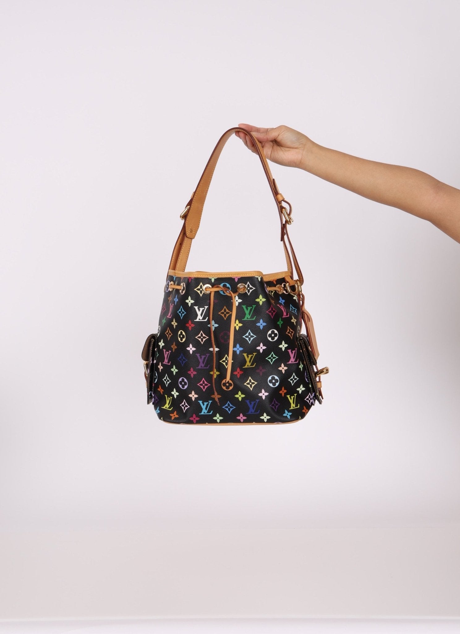 Limited Edition Louis Vuitton x Takashi Murakami Monogram Black Multicolor Petit Noe - FashioNica
