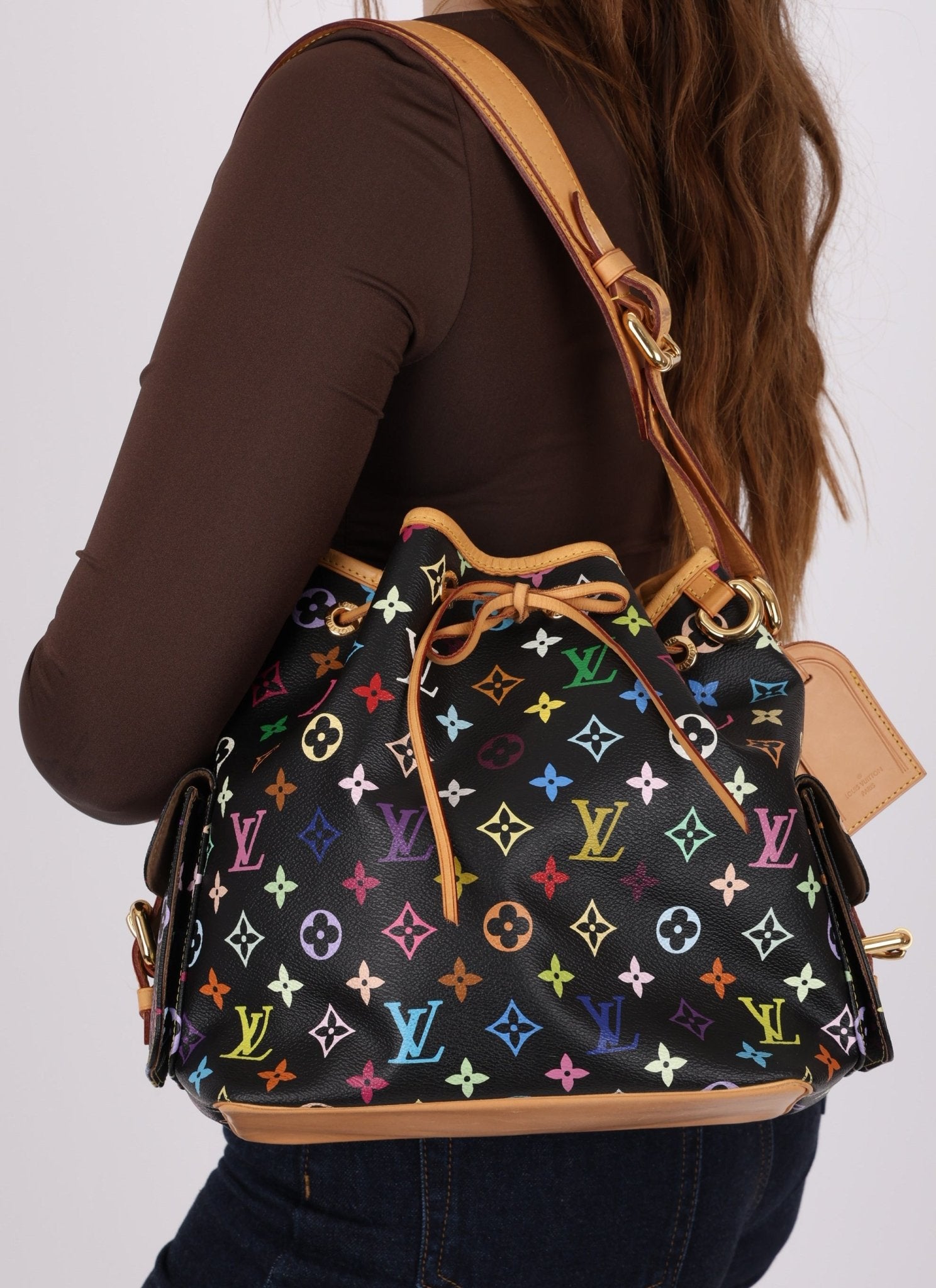 Limited Edition Louis Vuitton x Takashi Murakami Monogram Black Multicolor Petit Noe - FashioNica