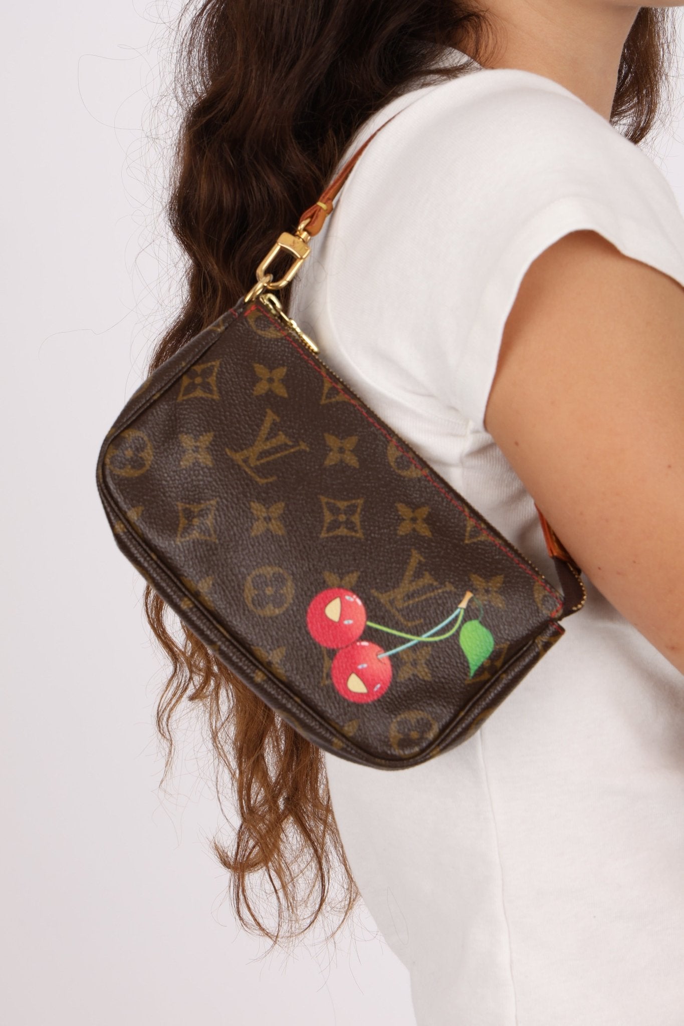 Limited Edition Louis Vuitton x Takashi Murakami Monogram Cherry Mini Pochette - FashioNica