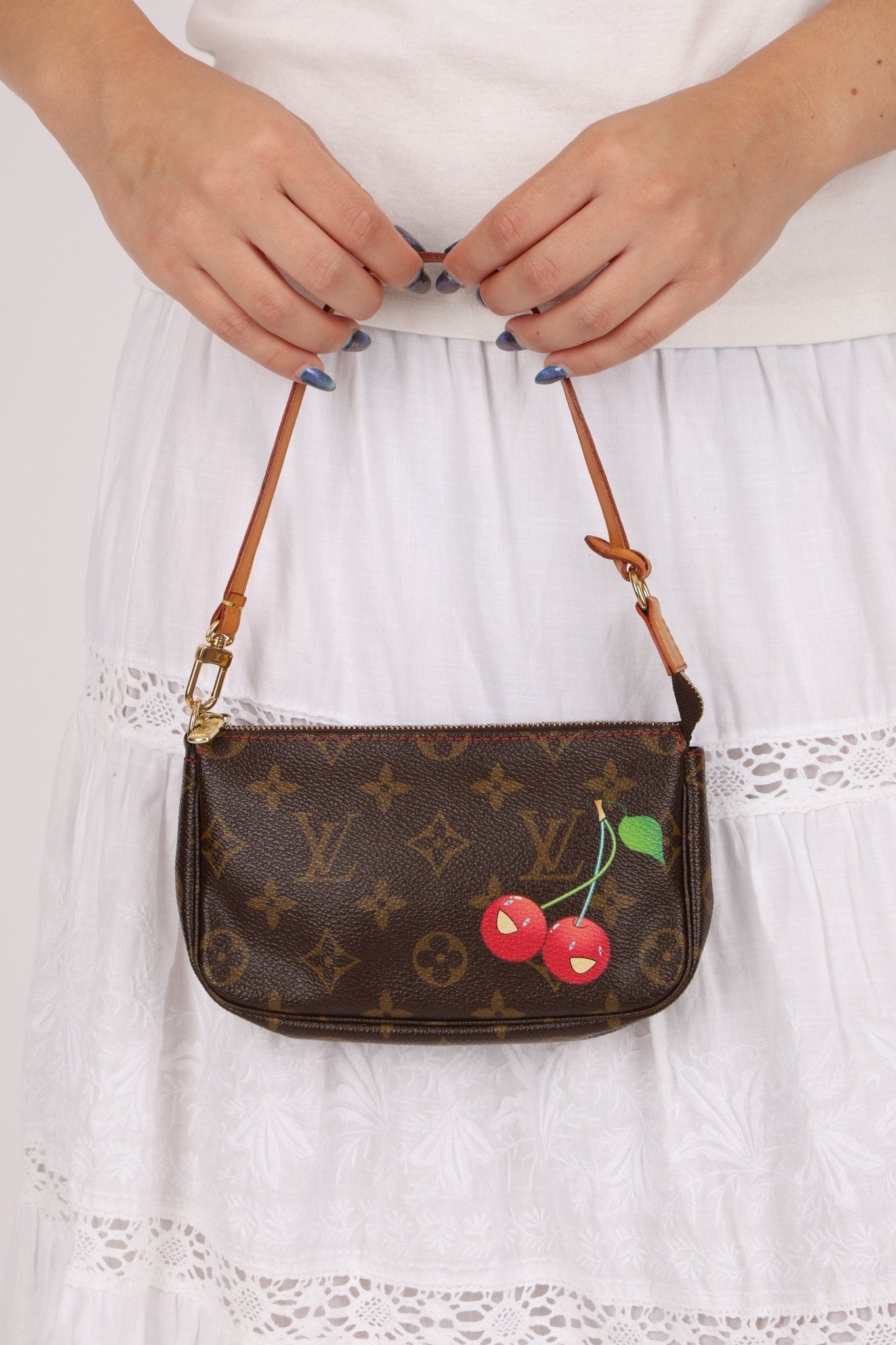 Limited Edition Louis Vuitton x Takashi Murakami Monogram Cherry Mini Pochette - FashioNica