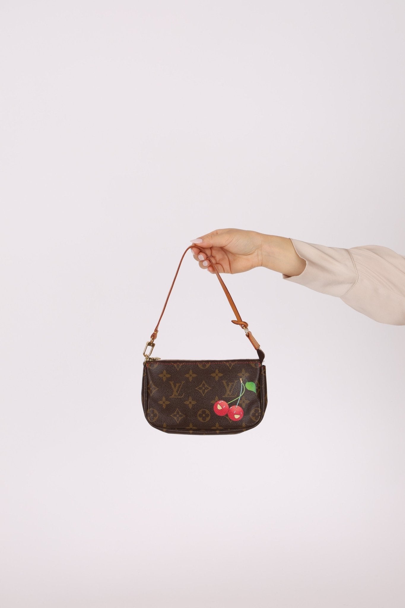 Limited Edition Louis Vuitton x Takashi Murakami Monogram Cherry Mini Pochette - FashioNica