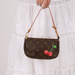 Limited Edition Louis Vuitton x Takashi Murakami Monogram Cherry Mini Pochette - FashioNica