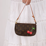 Limited Edition Louis Vuitton x Takashi Murakami Monogram Cherry Mini Pochette - FashioNica