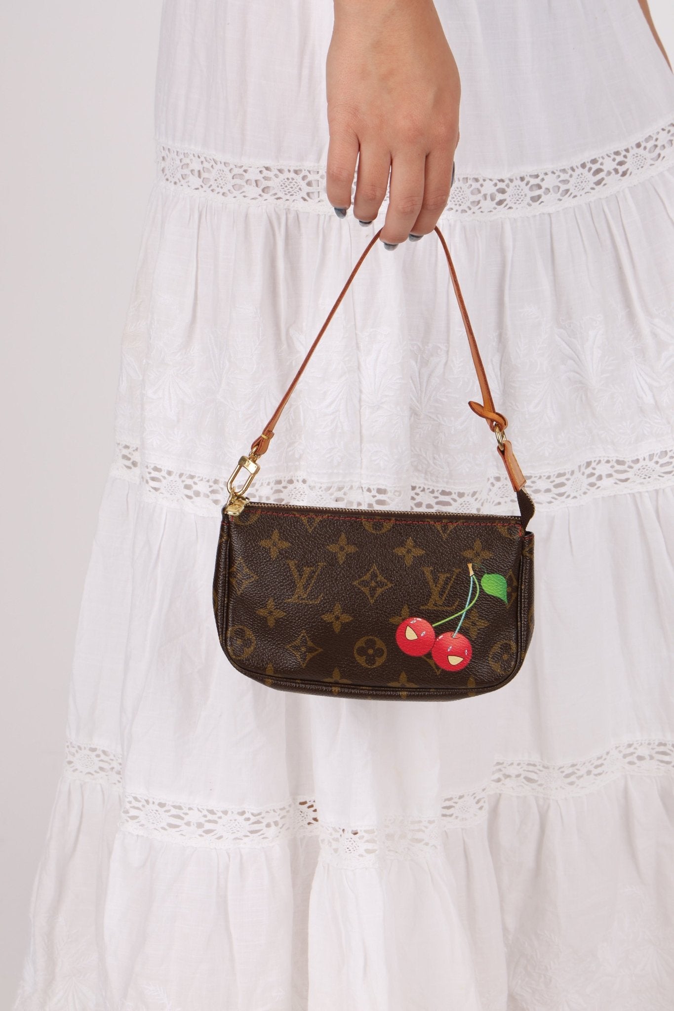 Limited Edition Louis Vuitton x Takashi Murakami Monogram Cherry Mini Pochette - FashioNica