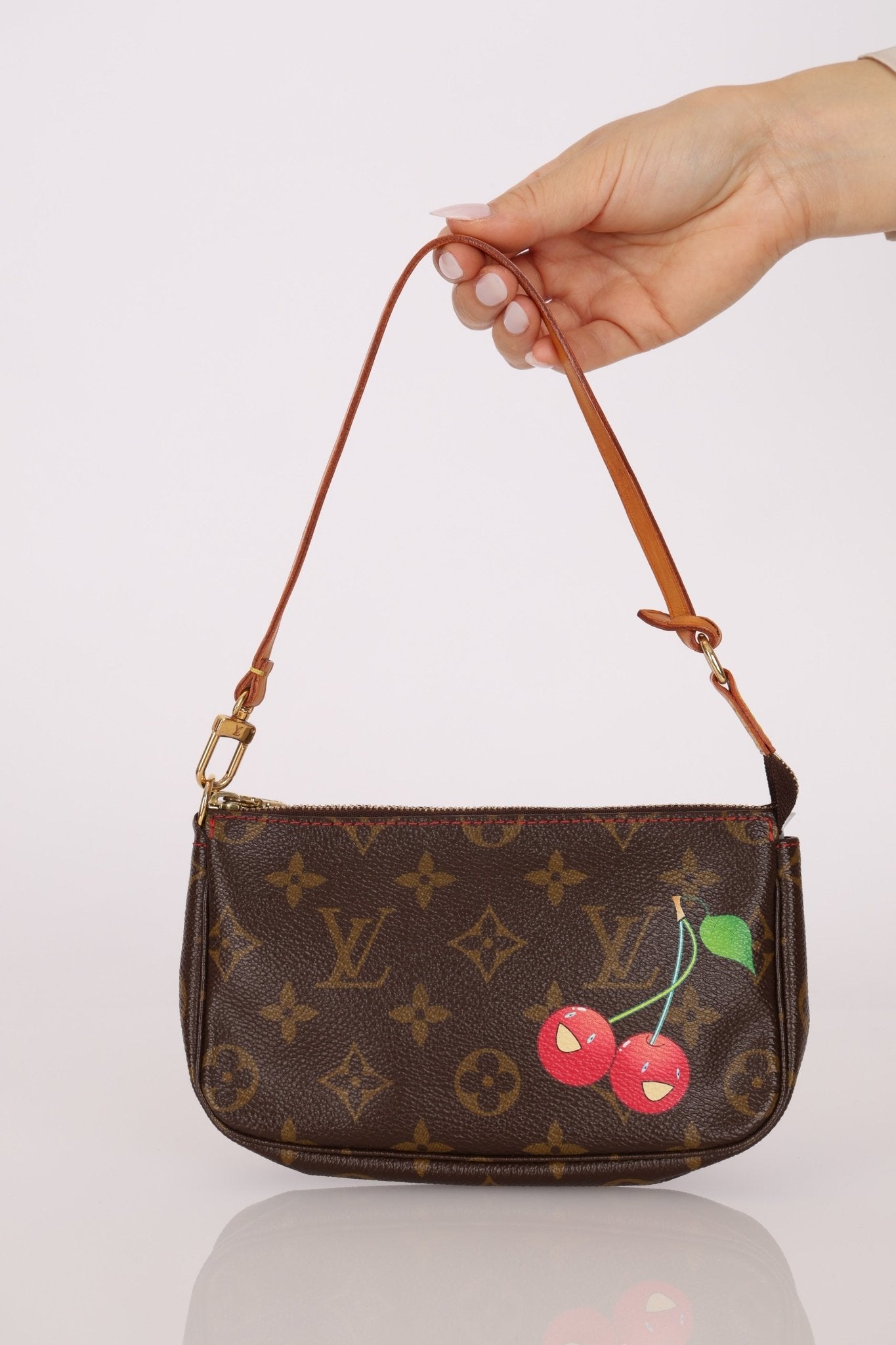Limited Edition Louis Vuitton x Takashi Murakami Monogram Cherry Mini Pochette - FashioNica