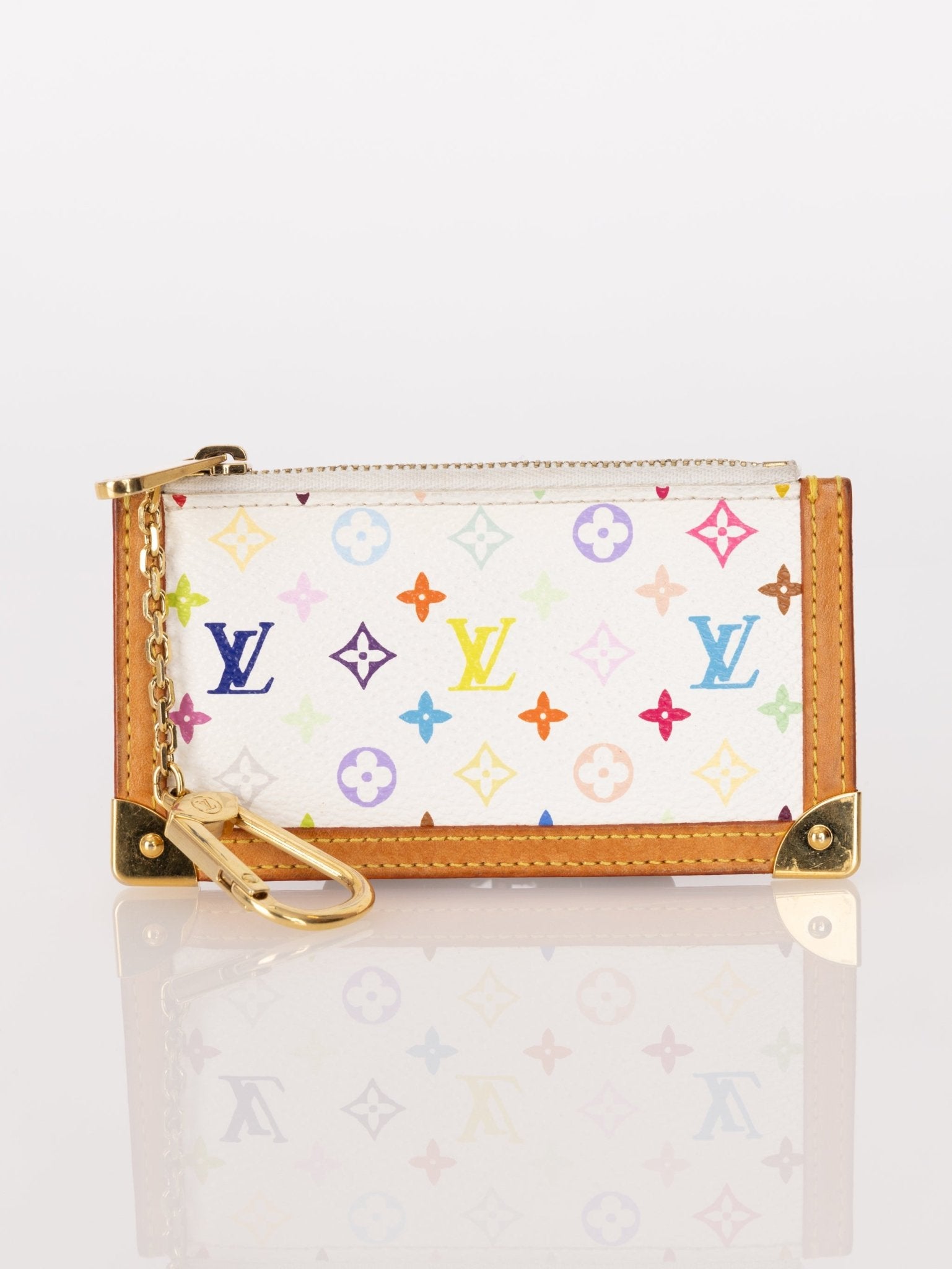 Limited Edition Louis Vuitton x Takashi Murakami Monogram Multicolor Blanc Key Pouch - FashioNica