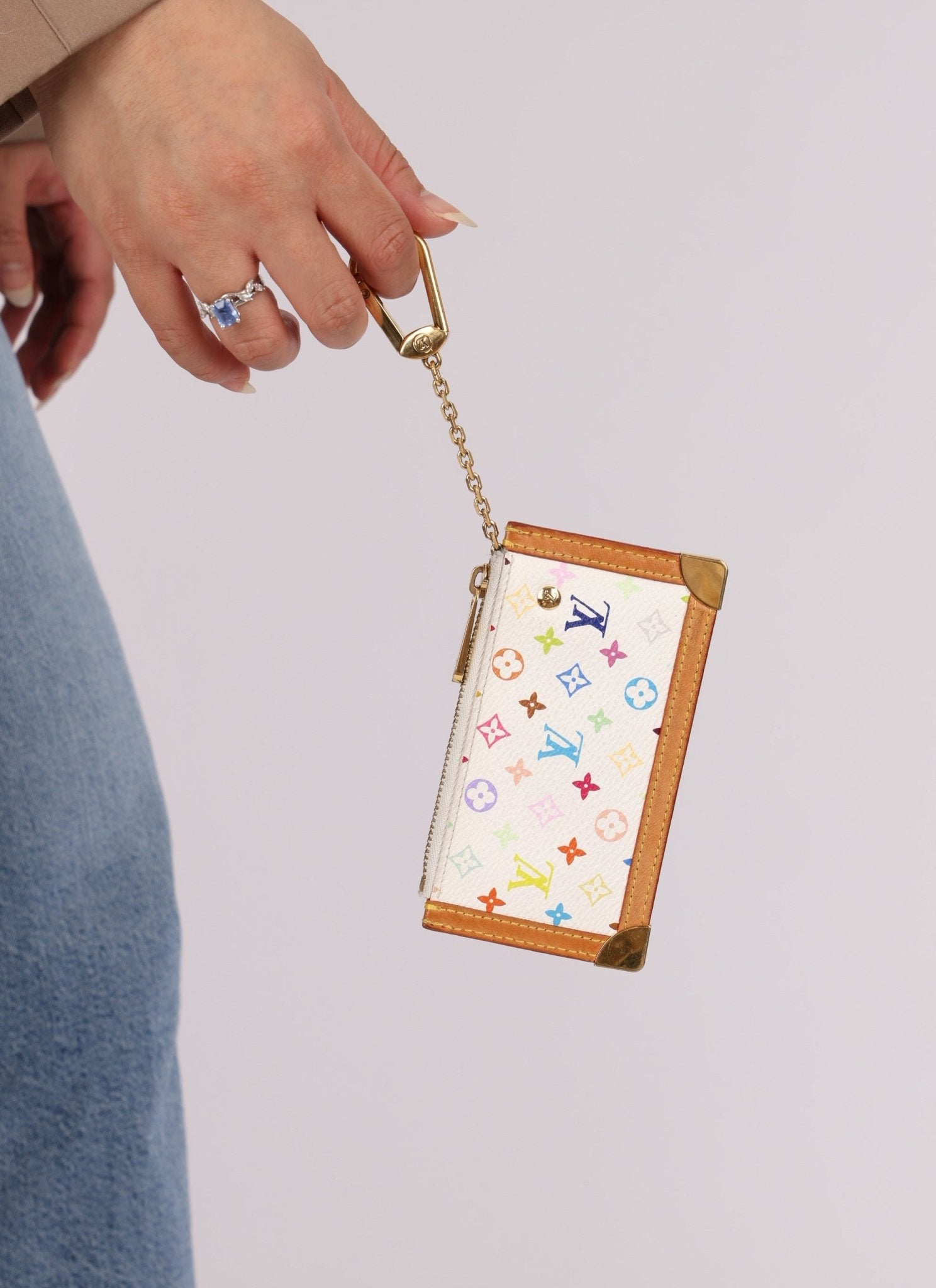 Limited Edition Louis Vuitton x Takashi Murakami Monogram Multicolor Blanc Key Pouch - FashioNica