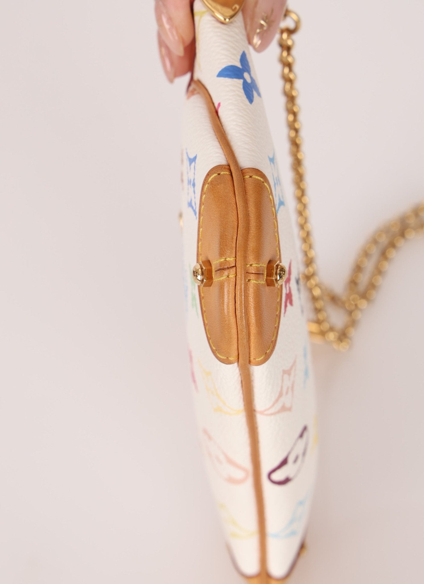 Limited Edition Louis Vuitton x Takashi Murakami Monogram Multicolor Blanc Milla Pochette MM - FashioNica