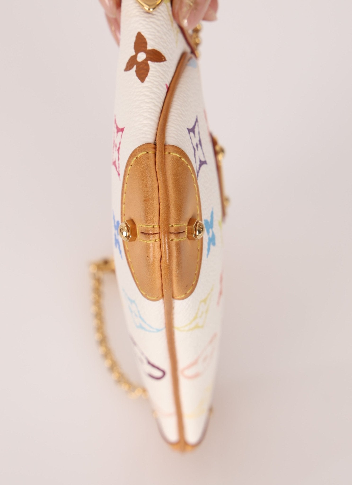Limited Edition Louis Vuitton x Takashi Murakami Monogram Multicolor Blanc Milla Pochette MM - FashioNica
