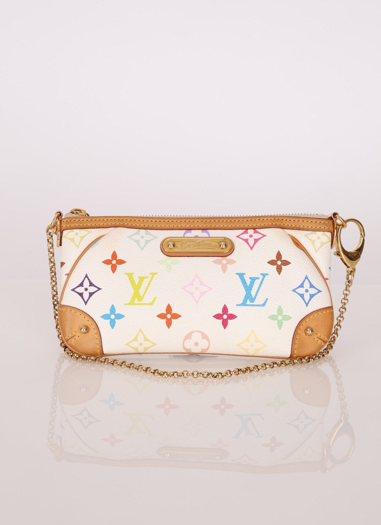Limited Edition Louis Vuitton x Takashi Murakami Monogram Multicolor Blanc Milla Pochette MM - FashioNica