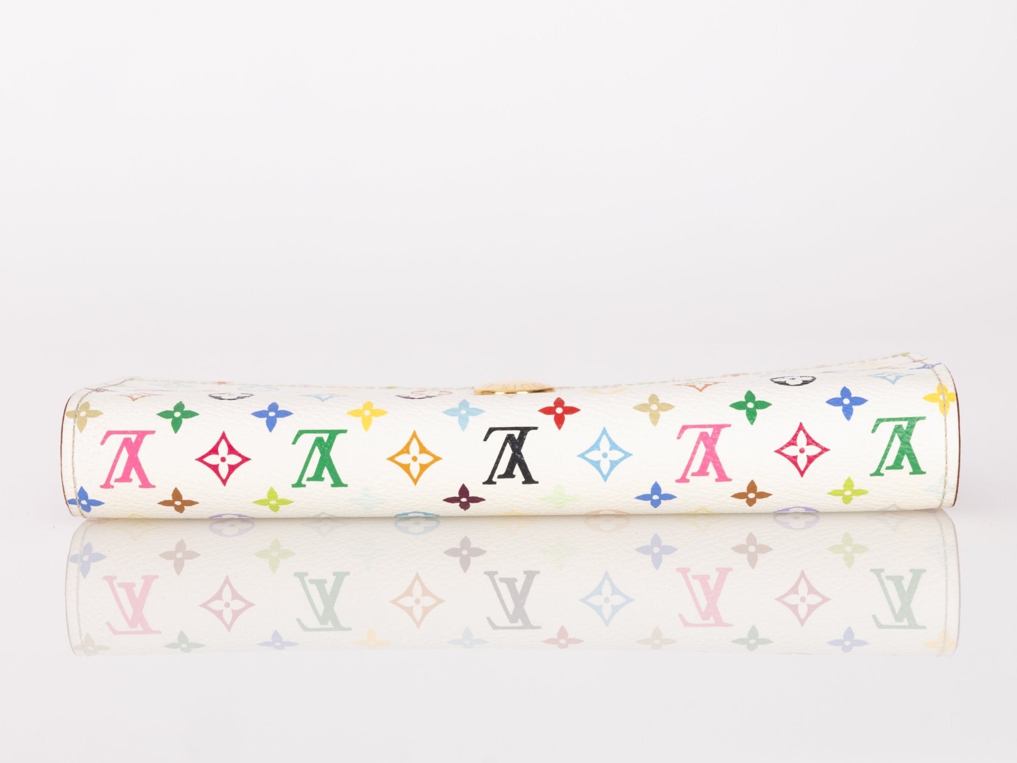 Limited Edition Louis Vuitton x Takashi Murakami Monogram Multicolor Blanc Sarah Wallet - FashioNica