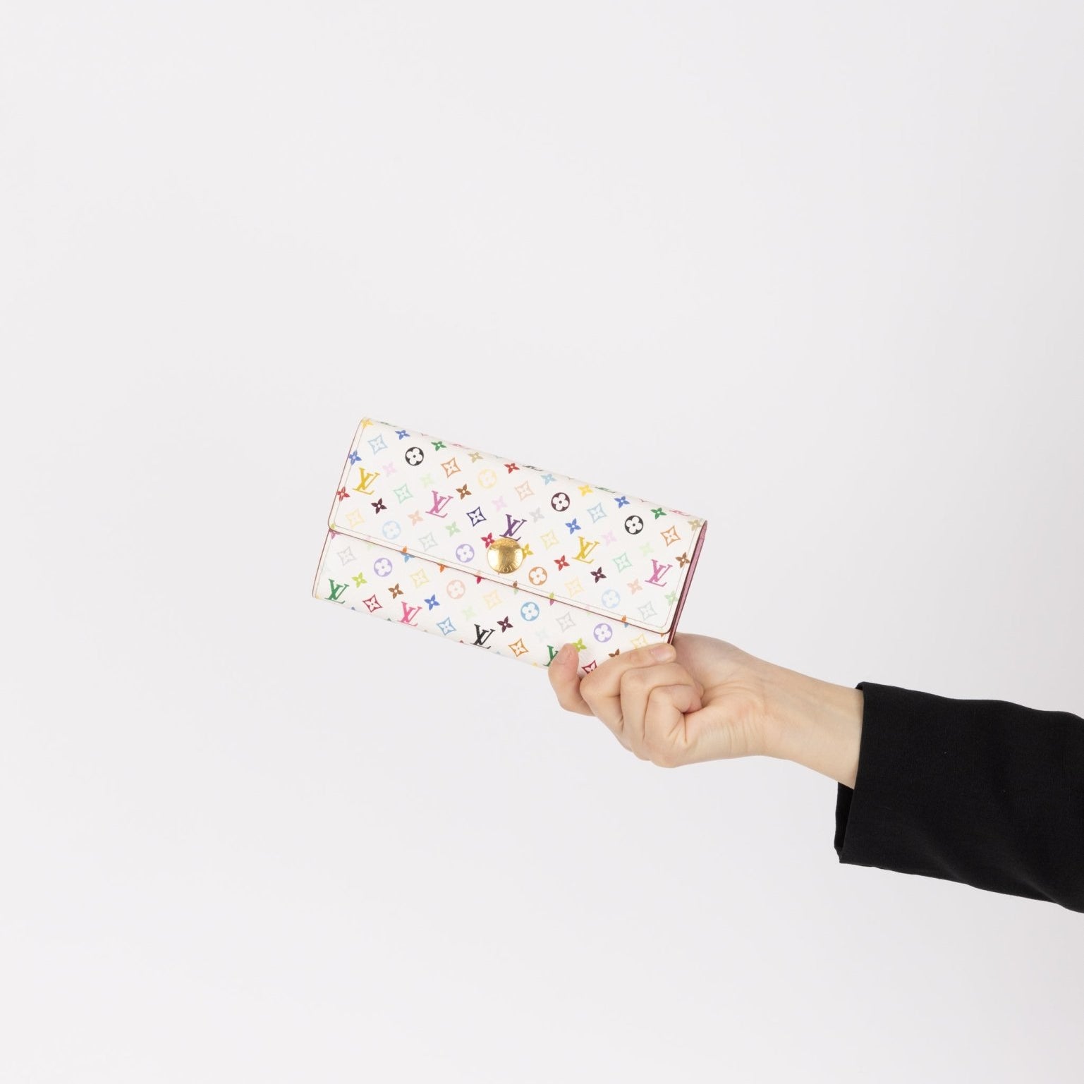 Limited Edition Louis Vuitton x Takashi Murakami Monogram Multicolor Blanc Sarah Wallet - FashioNica