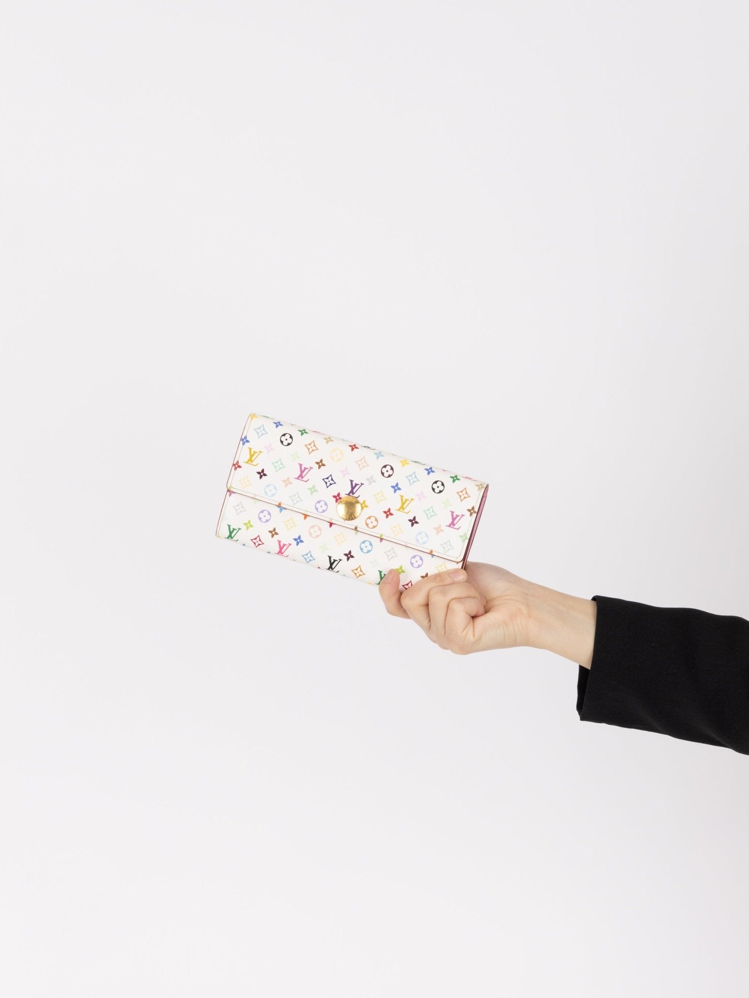 Limited Edition Louis Vuitton x Takashi Murakami Monogram Multicolor Blanc Sarah Wallet - FashioNica