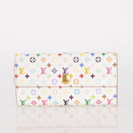 Limited Edition Louis Vuitton x Takashi Murakami Monogram Multicolor Blanc Sarah Wallet - FashioNica