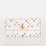 Limited Edition Louis Vuitton x Takashi Murakami Monogram Multicolor Blanc Sarah Wallet - FashioNica