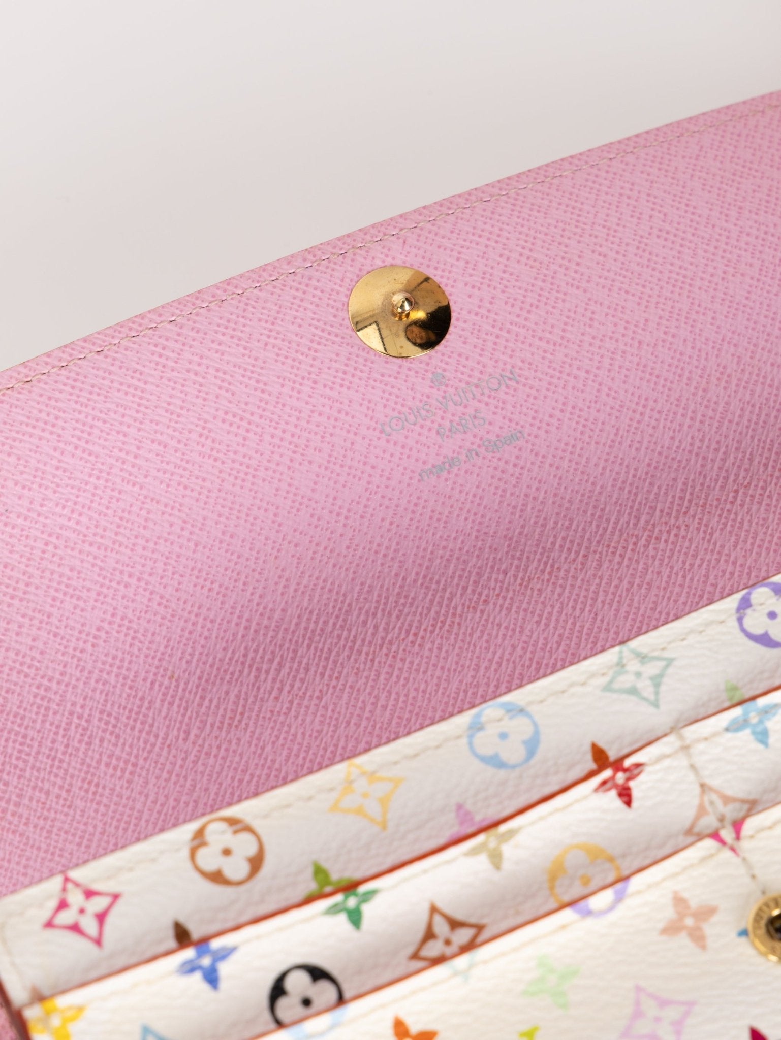 Limited Edition Louis Vuitton x Takashi Murakami Monogram Multicolor Blanc Sarah Wallet - FashioNica