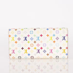 Limited Edition Louis Vuitton x Takashi Murakami Monogram Multicolor Blanc Sarah Wallet - FashioNica