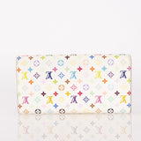 Limited Edition Louis Vuitton x Takashi Murakami Monogram Multicolor Blanc Sarah Wallet - FashioNica