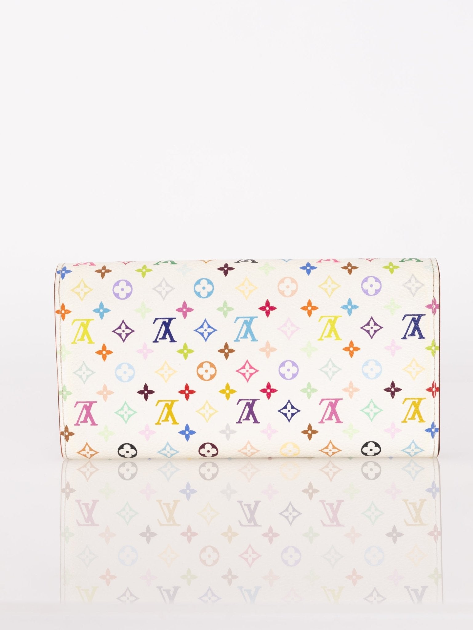 Limited Edition Louis Vuitton x Takashi Murakami Monogram Multicolor Blanc Sarah Wallet - FashioNica