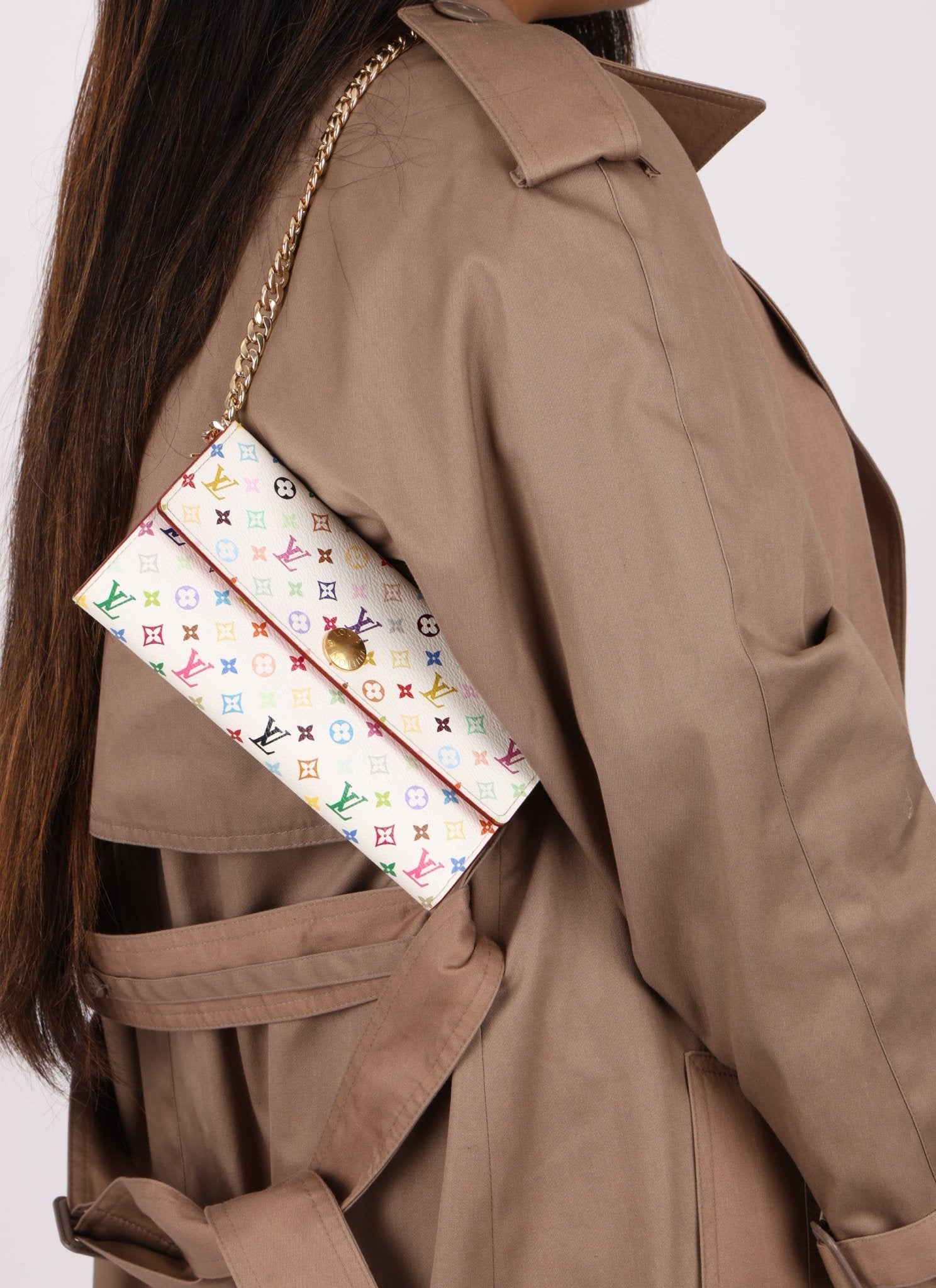 Limited Edition Louis Vuitton x Takashi Murakami Monogram Multicolor Blanc Sarah Wallet - FashioNica