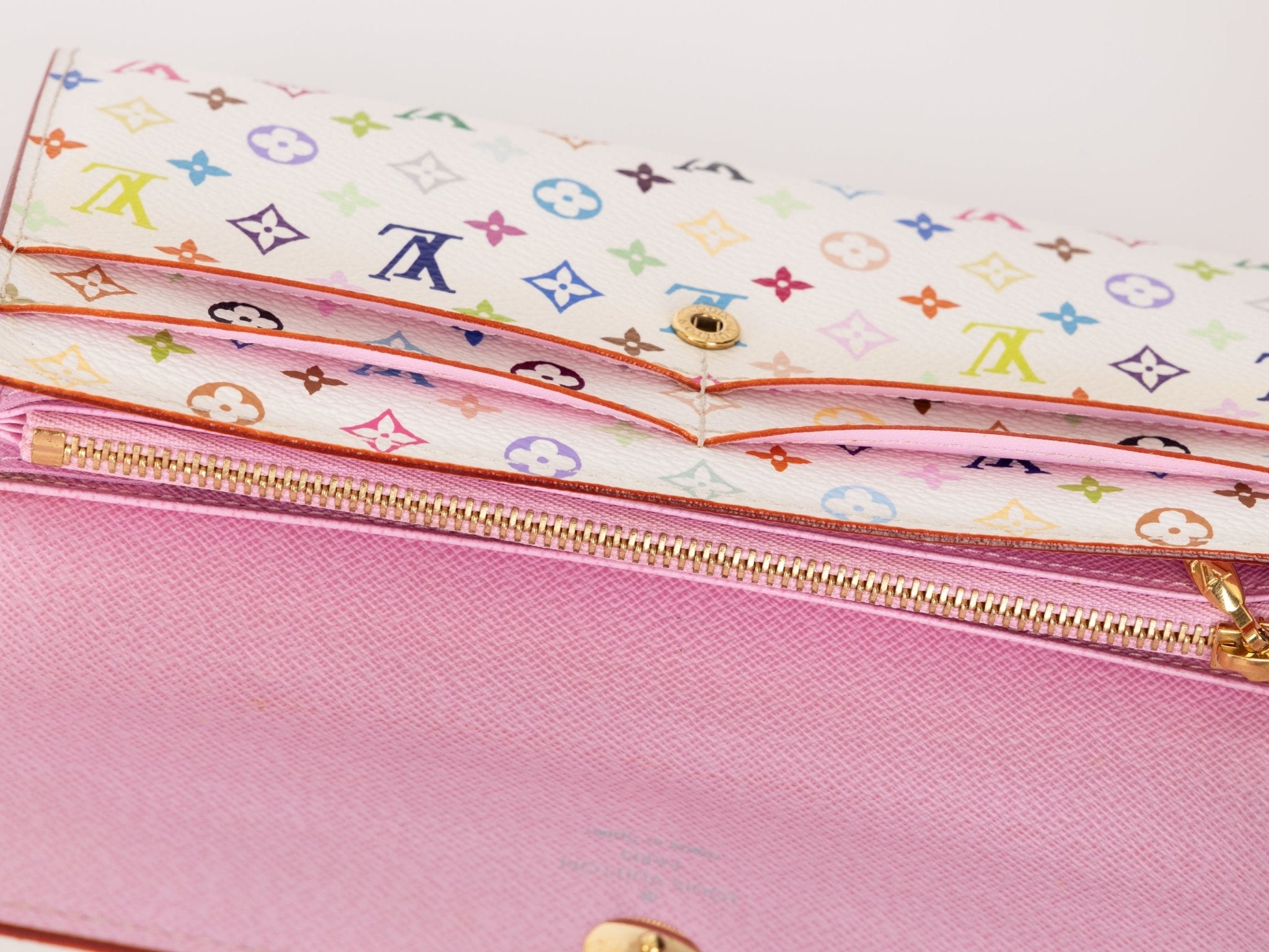 Limited Edition Louis Vuitton x Takashi Murakami Monogram Multicolor Blanc Sarah Wallet - FashioNica