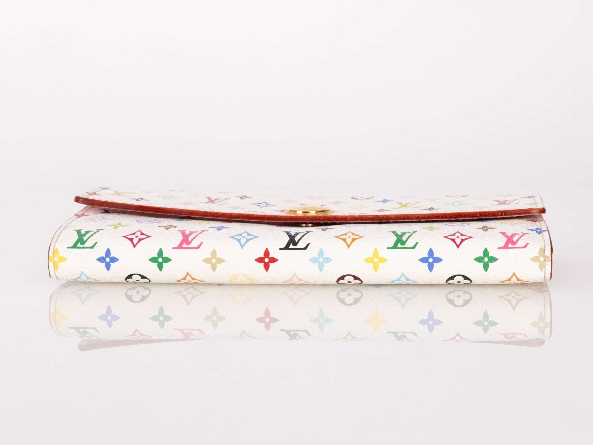 Limited Edition Louis Vuitton x Takashi Murakami Monogram Multicolor Blanc Sarah Wallet - FashioNica