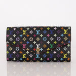 Limited Edition Louis Vuitton x Takashi Murakami Monogram Multicolor Noir Envelope Wallet - FashioNica
