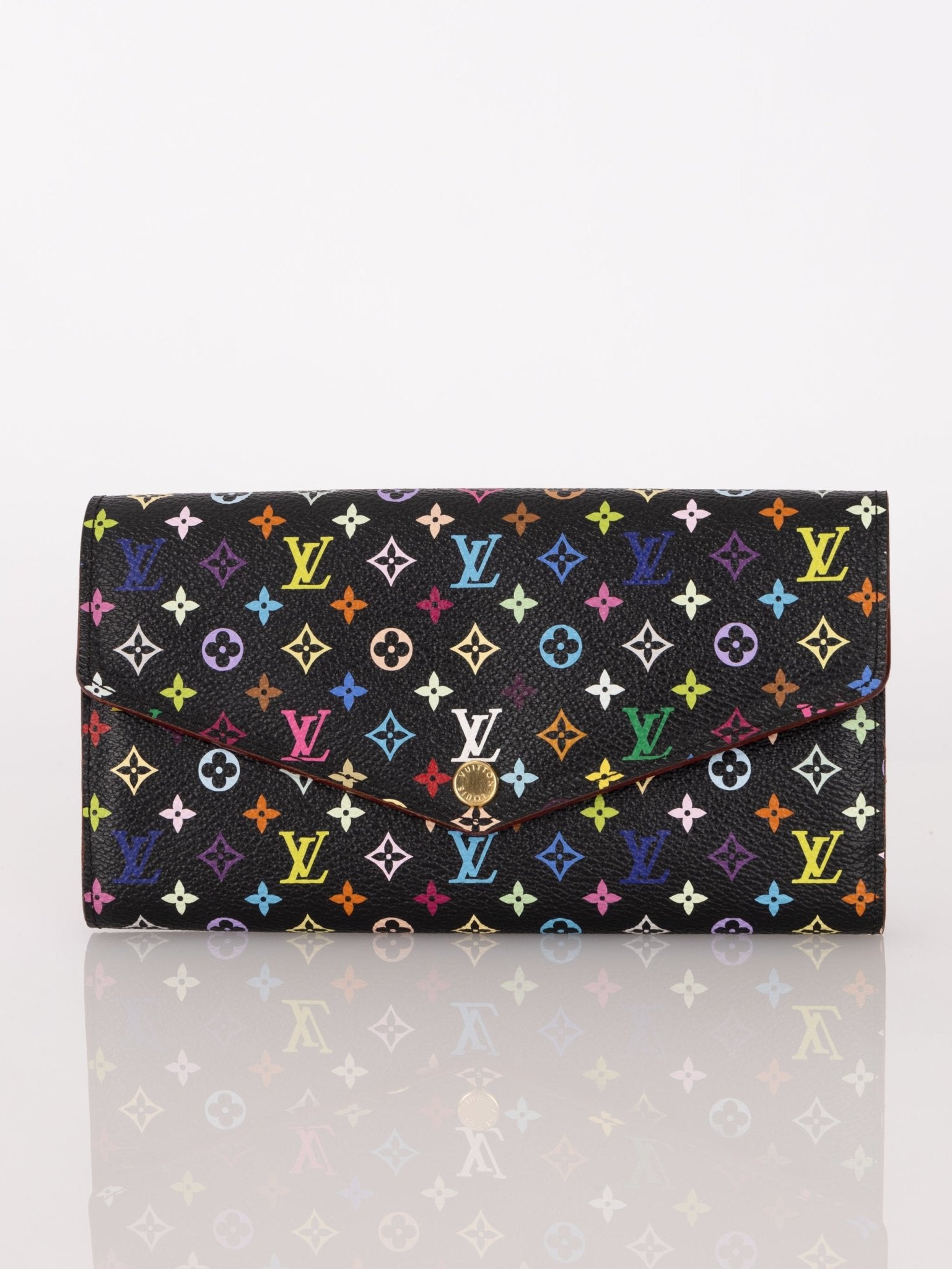 Limited Edition Louis Vuitton x Takashi Murakami Monogram Multicolor Noir Envelope Wallet - FashioNica