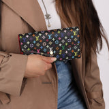Limited Edition Louis Vuitton x Takashi Murakami Monogram Multicolor Noir Envelope Wallet - FashioNica
