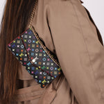 Limited Edition Louis Vuitton x Takashi Murakami Monogram Multicolor Noir Envelope Wallet - FashioNica