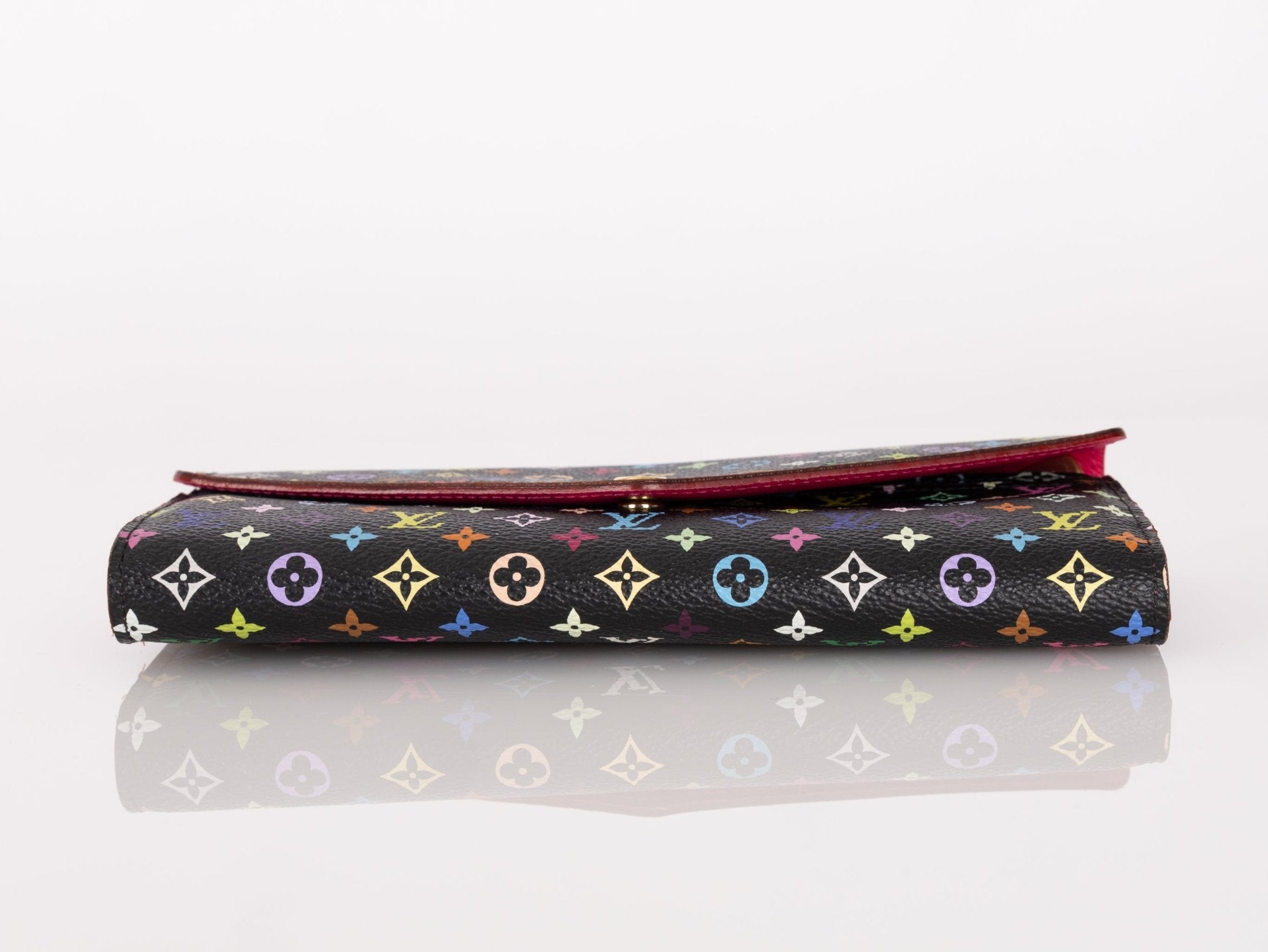 Limited Edition Louis Vuitton x Takashi Murakami Monogram Multicolor Noir Envelope Wallet - FashioNica