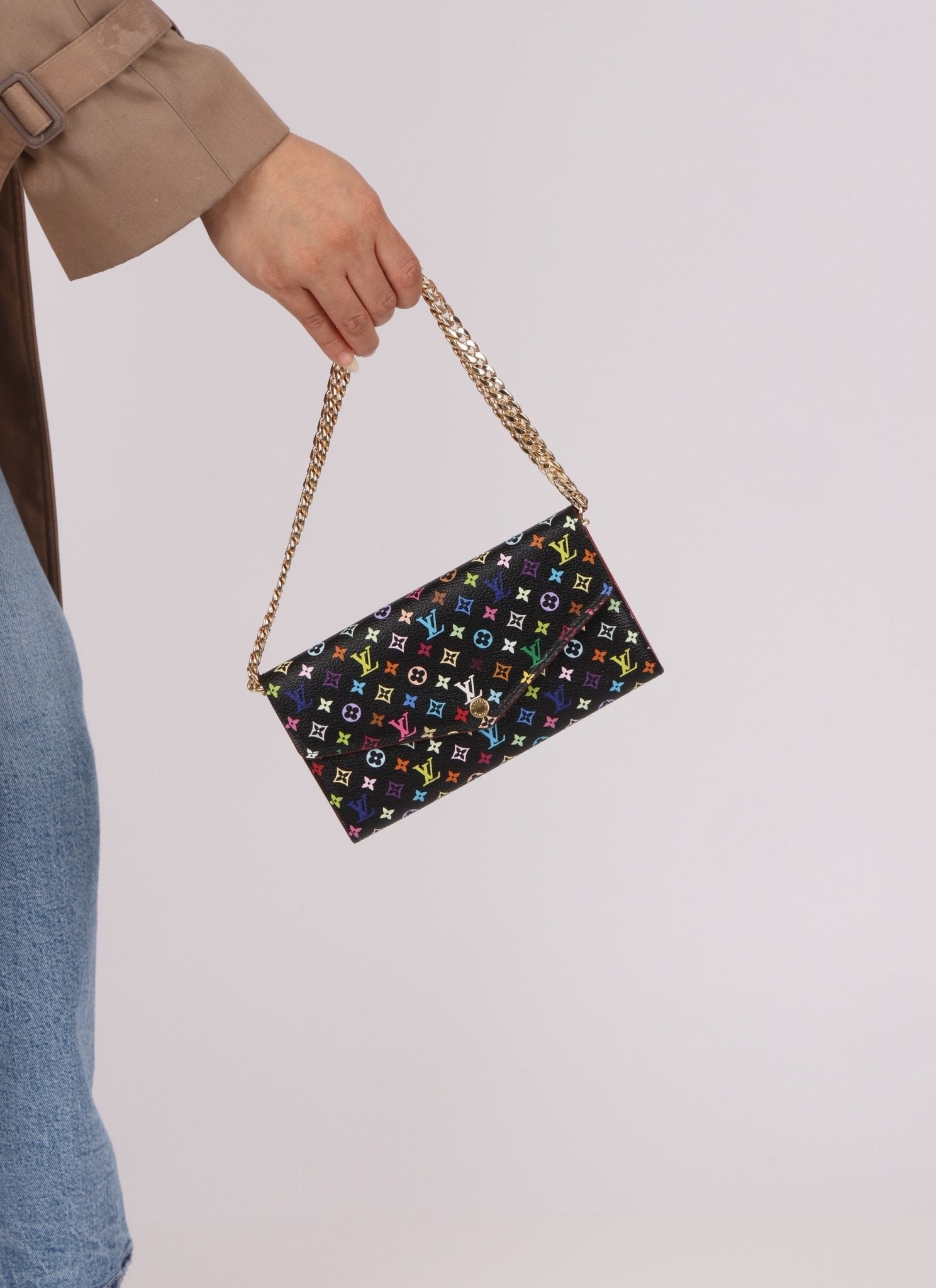 Limited Edition Louis Vuitton x Takashi Murakami Monogram Multicolor Noir Envelope Wallet - FashioNica