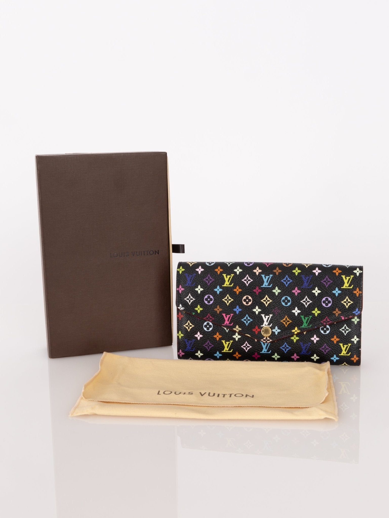 Limited Edition Louis Vuitton x Takashi Murakami Monogram Multicolor Noir Envelope Wallet - FashioNica
