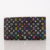 Limited Edition Louis Vuitton x Takashi Murakami Monogram Multicolor Noir Envelope Wallet - FashioNica