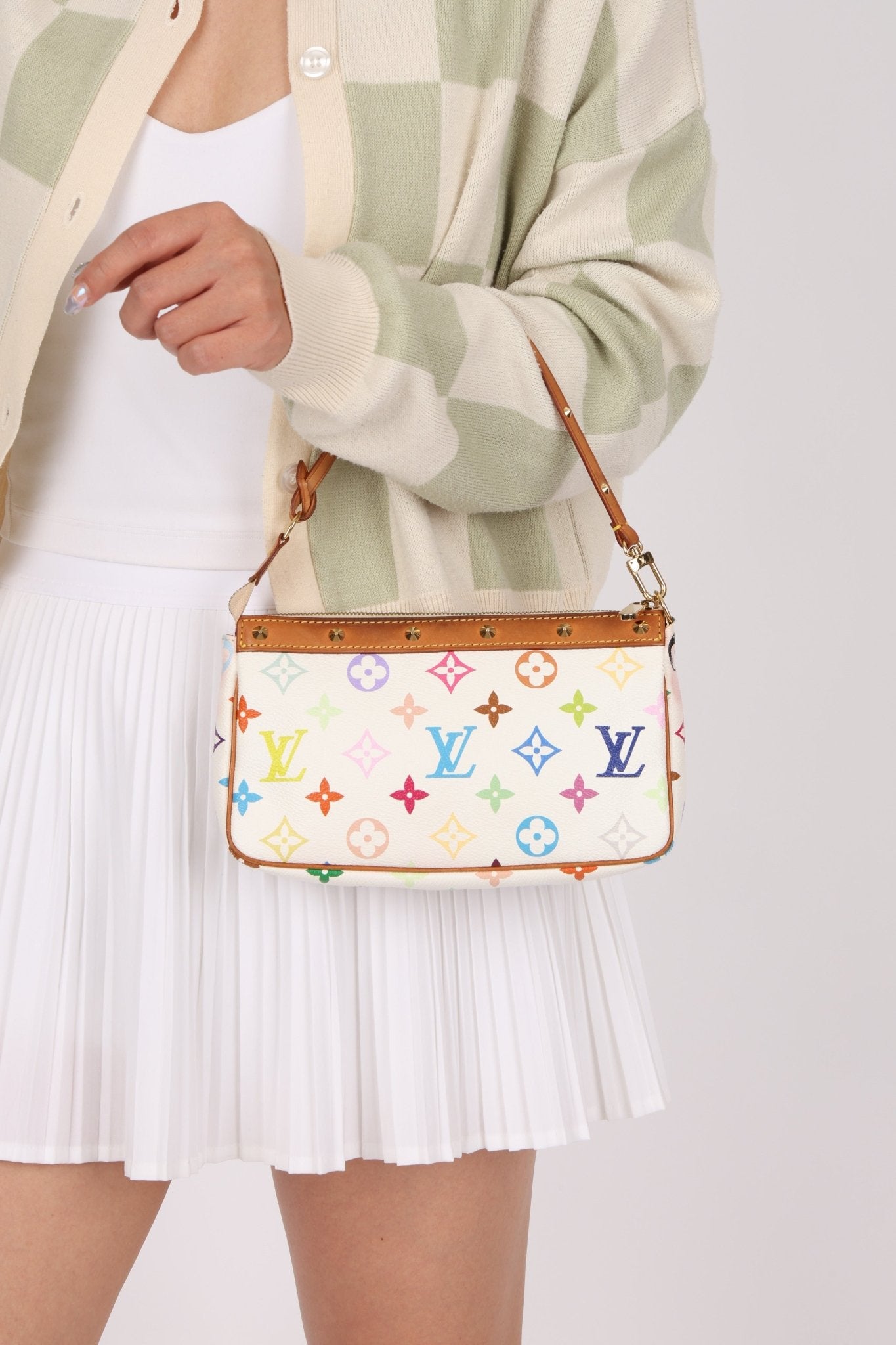 Limited Edition Louis Vuitton x Takashi Murakami Multicolor Blanc Pochette - FashioNica