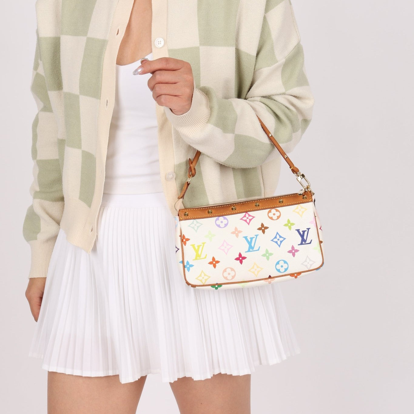 Limited Edition Louis Vuitton x Takashi Murakami Multicolor Blanc Pochette - FashioNica