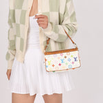 Limited Edition Louis Vuitton x Takashi Murakami Multicolor Blanc Pochette - FashioNica