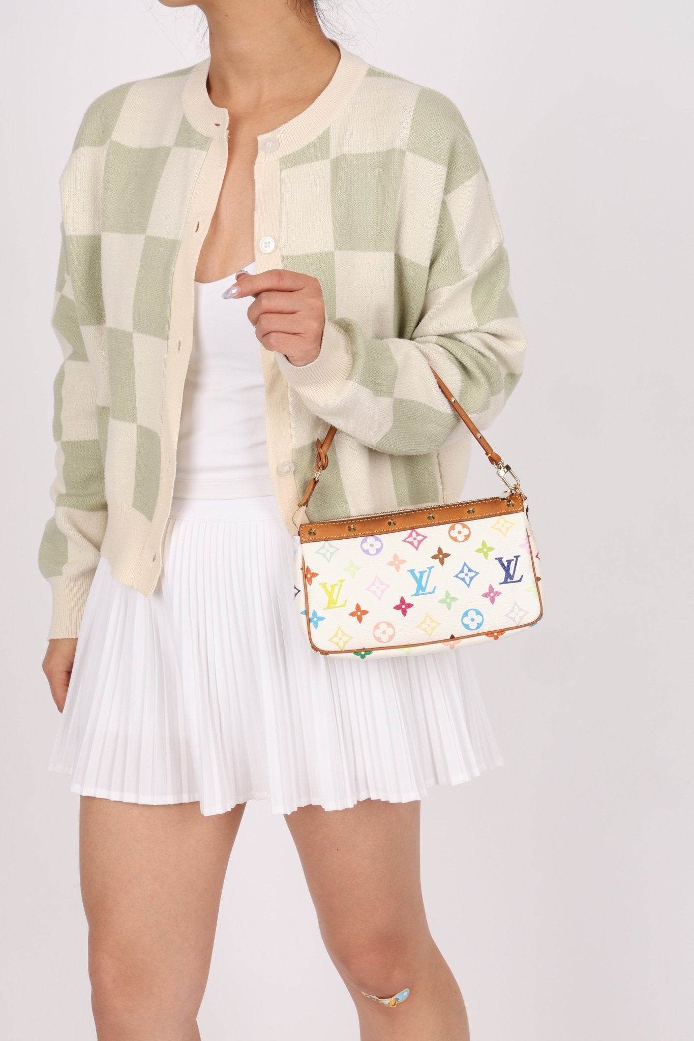 Limited Edition Louis Vuitton x Takashi Murakami Multicolor Blanc Pochette - FashioNica