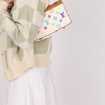 Limited Edition Louis Vuitton x Takashi Murakami Multicolor Blanc Pochette - FashioNica