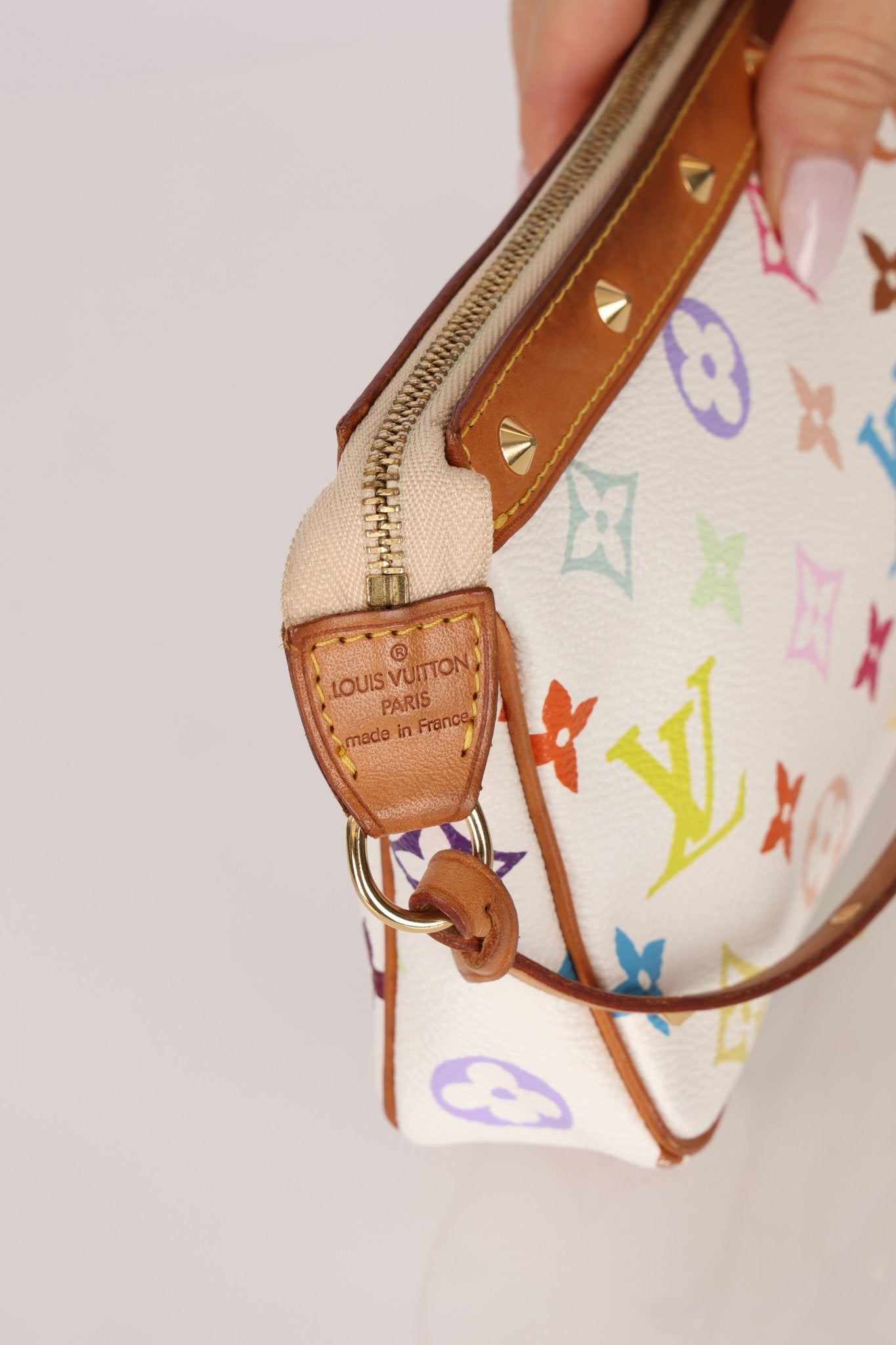 Limited Edition Louis Vuitton x Takashi Murakami Multicolor Blanc Pochette - FashioNica