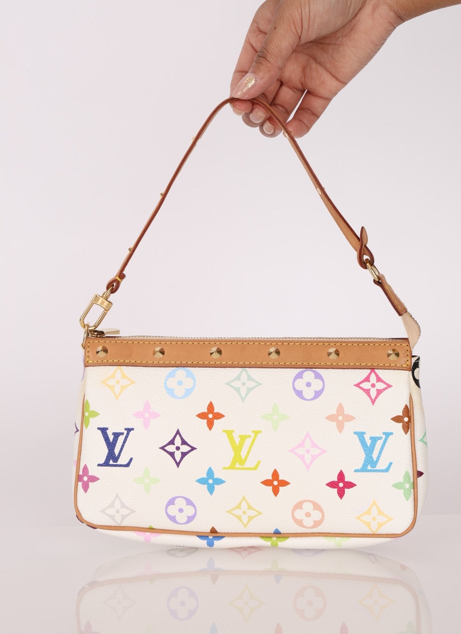 Limited Edition Louis Vuitton x Takashi Murakami Multicolor Blanc Pochette - FashioNica