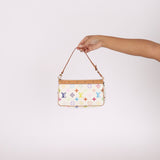 Limited Edition Louis Vuitton x Takashi Murakami Multicolor Blanc Pochette - FashioNica