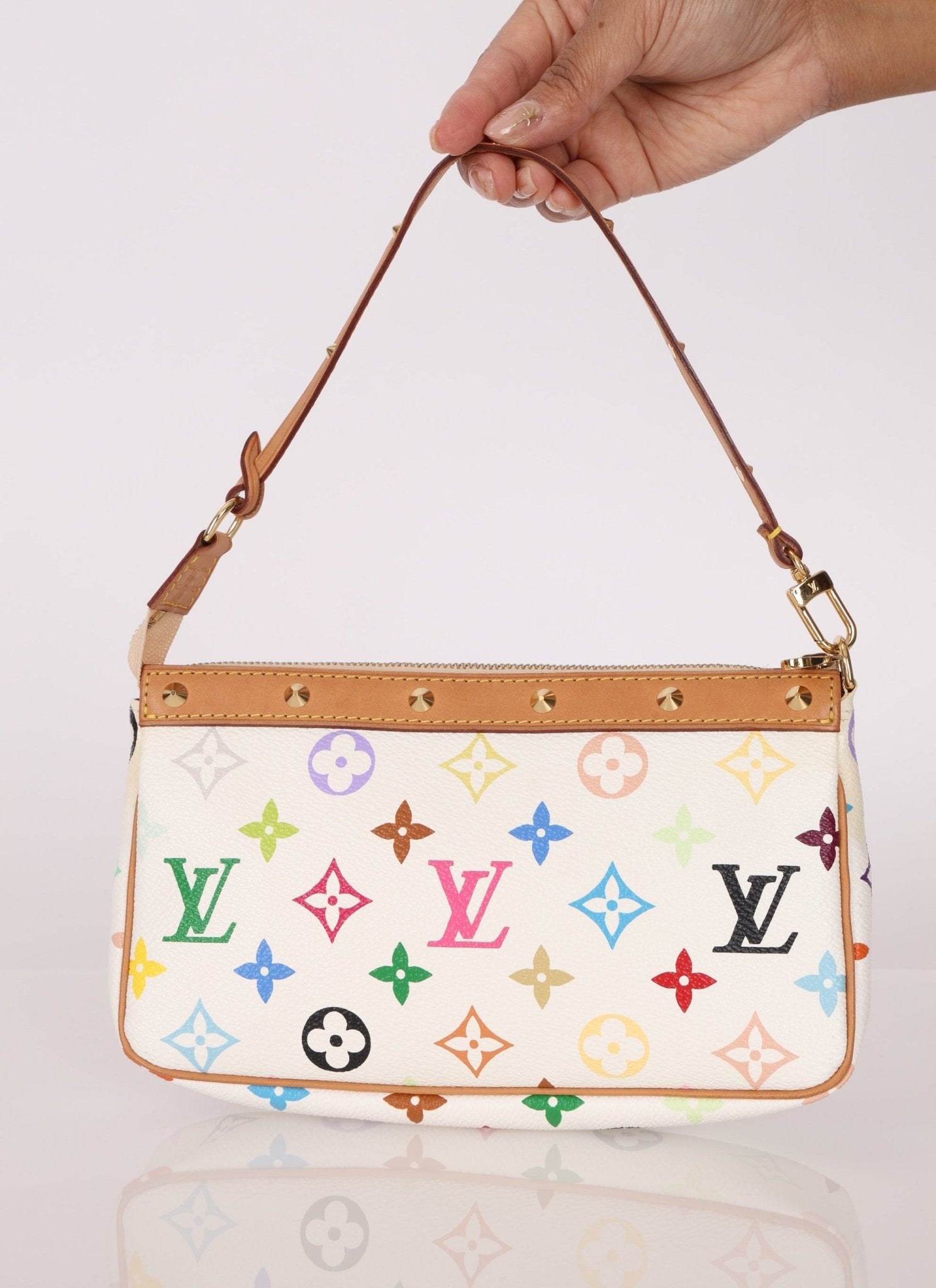 Limited Edition Louis Vuitton x Takashi Murakami Multicolor Blanc Pochette - FashioNica
