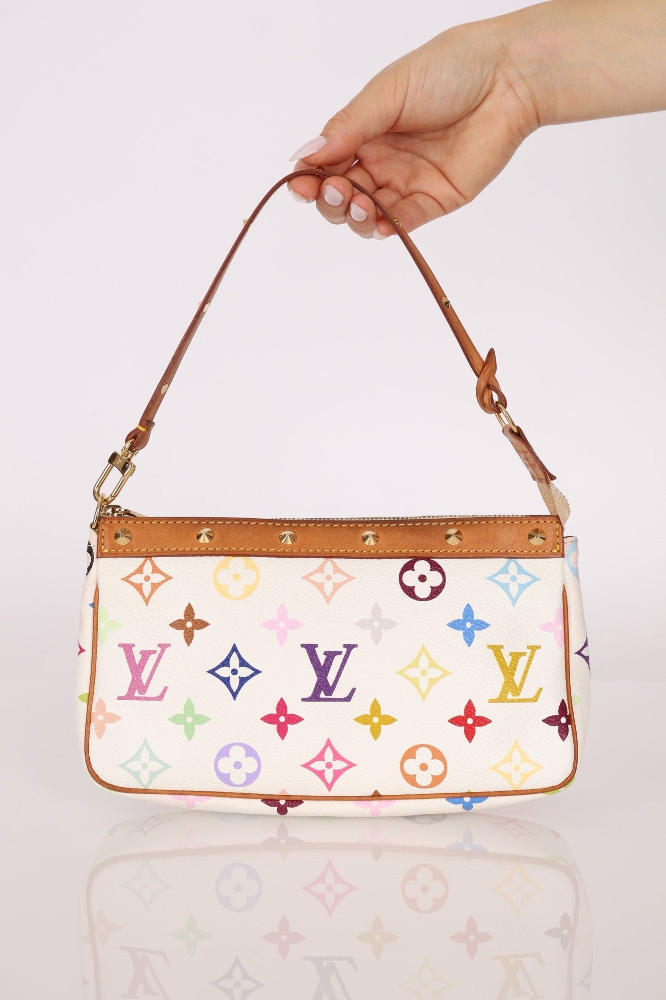 Limited Edition Louis Vuitton x Takashi Murakami Multicolor Blanc Pochette - FashioNica