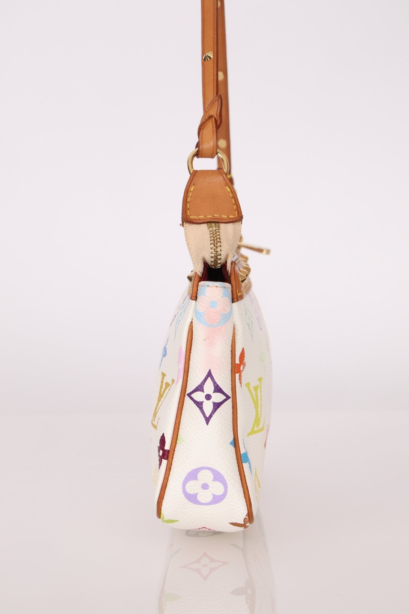 Limited Edition Louis Vuitton x Takashi Murakami Multicolor Blanc Pochette - FashioNica