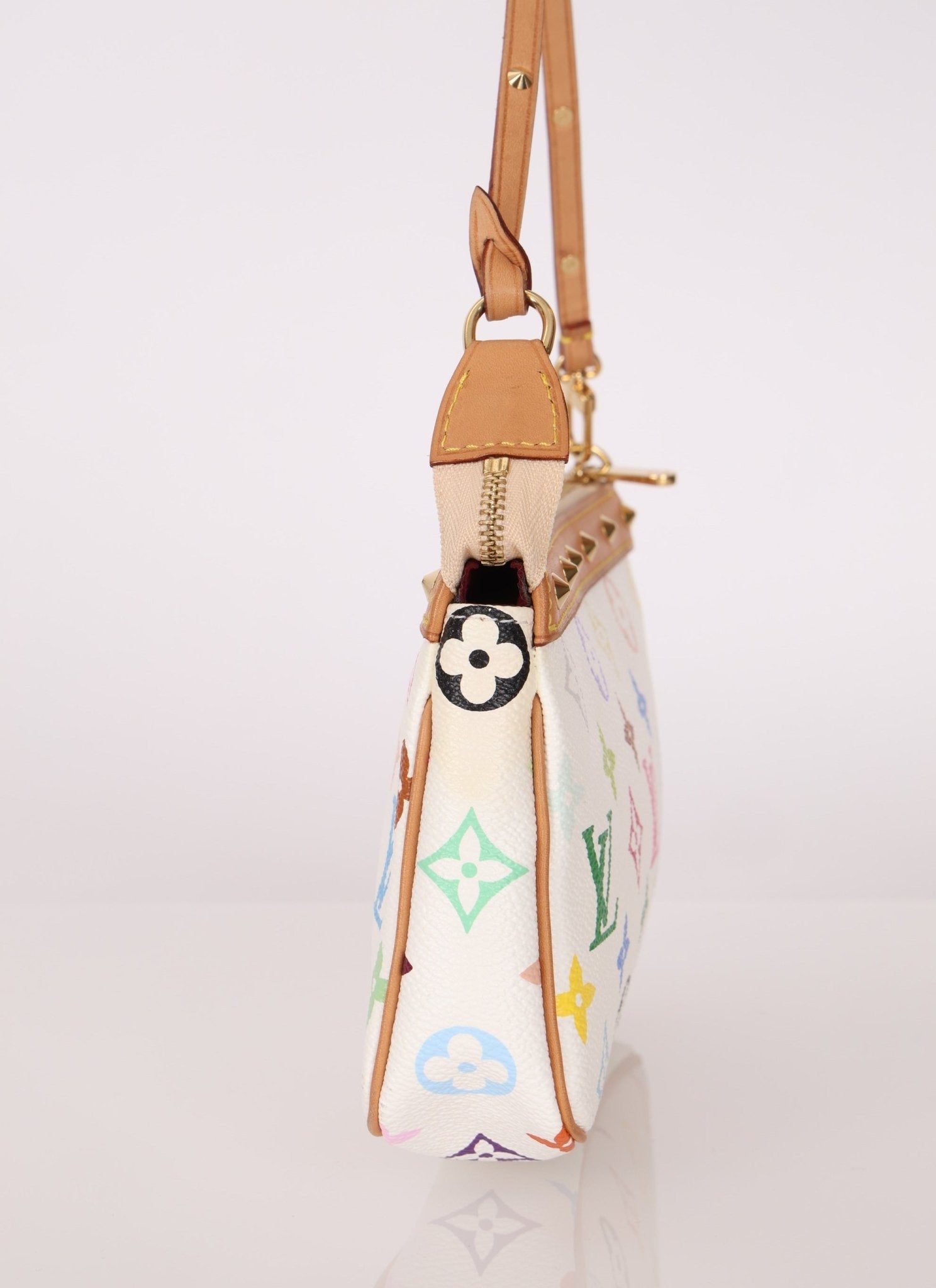 Limited Edition Louis Vuitton x Takashi Murakami Multicolor Blanc Pochette - FashioNica